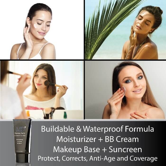 MD Flawless Factor BB Cream: buildable makeup, waterproof, SPF protection, moisturizer, corrector, and anti-aging skincare in one