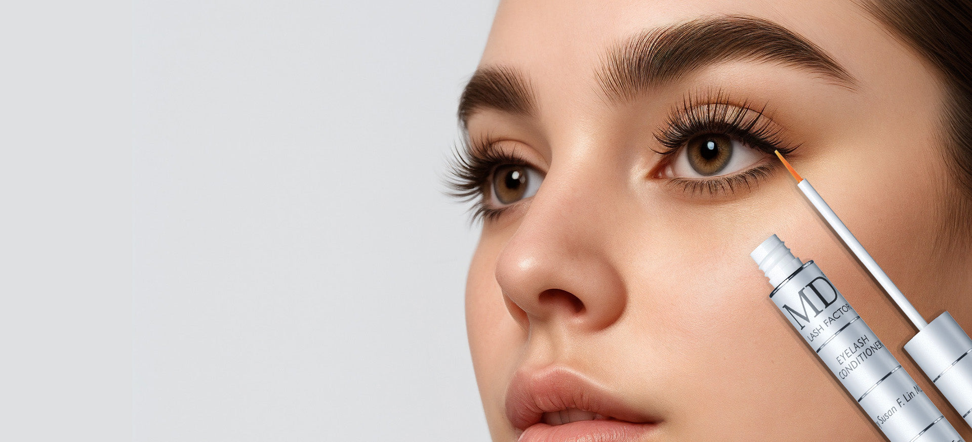 MD Lash Factor®: Physician-formulated eyelash conditioner for natural lash enhancement and safety.