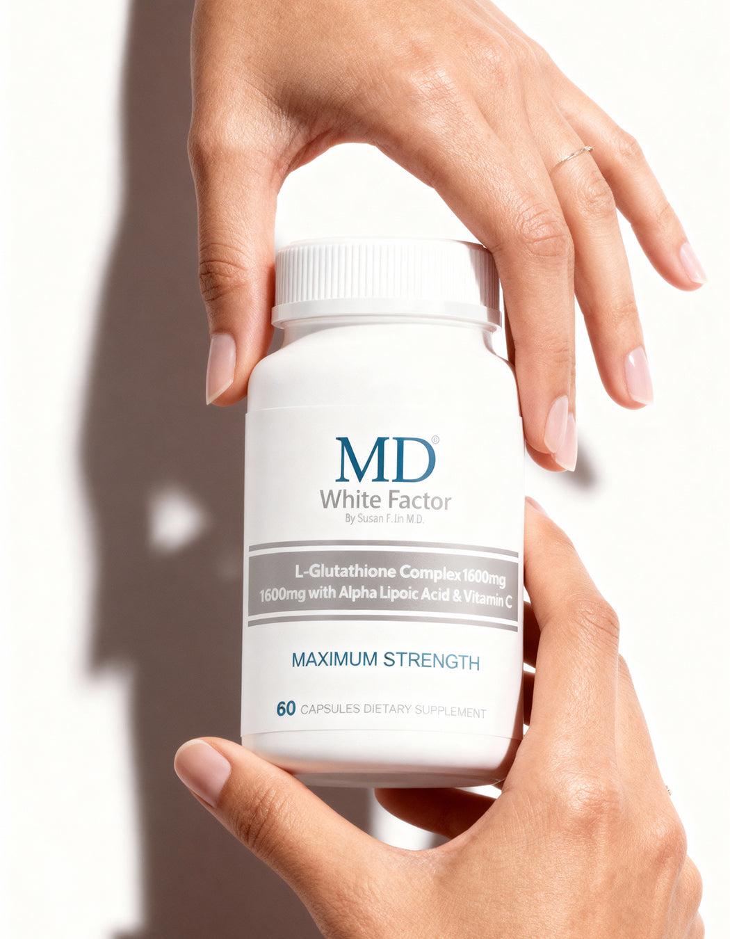 MD White Factor Detox and Brighten complex to flush toxins and reveal a glowing, clearer skin surface.