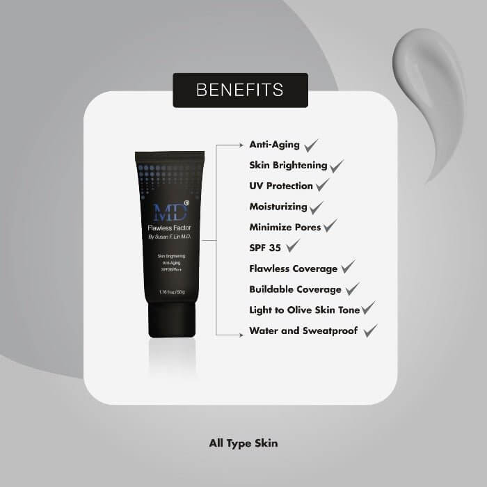 MD Flawless Factor BB Cream for Coverage, Skin Brightening & Anti-aging - 1.76 Fl Oz - MD